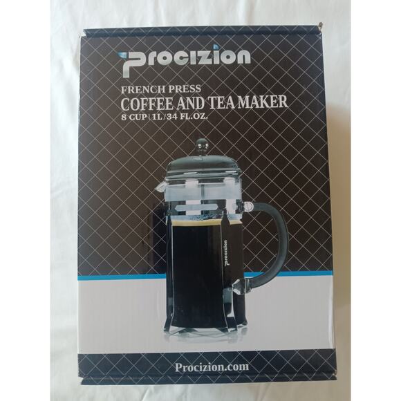 Procizion French Press Coffee & Tea Maker 34 oz / 1L (8 Cup) 1000ml - Picture 1 of 4